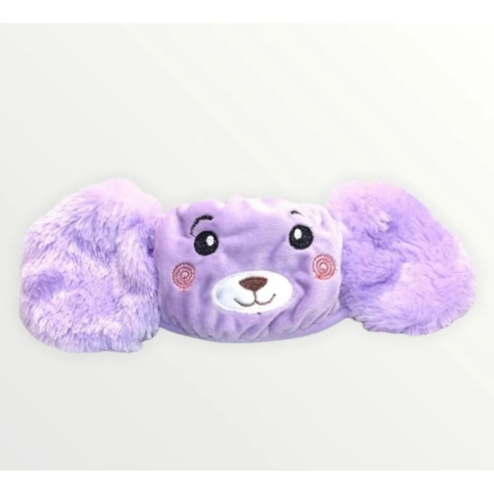 NEW Kids Purple Cute Plush Teddy Bear Stuff Animal Earmuff Face Mask
